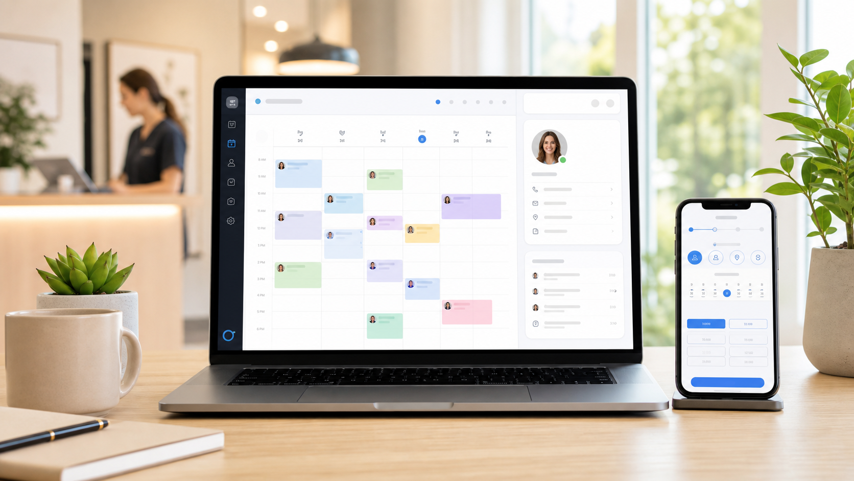 Fster Booking dashboard preview with calendar and appointment tools