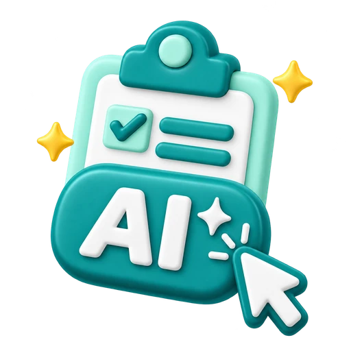 3D turquoise clipboard with AI lettering